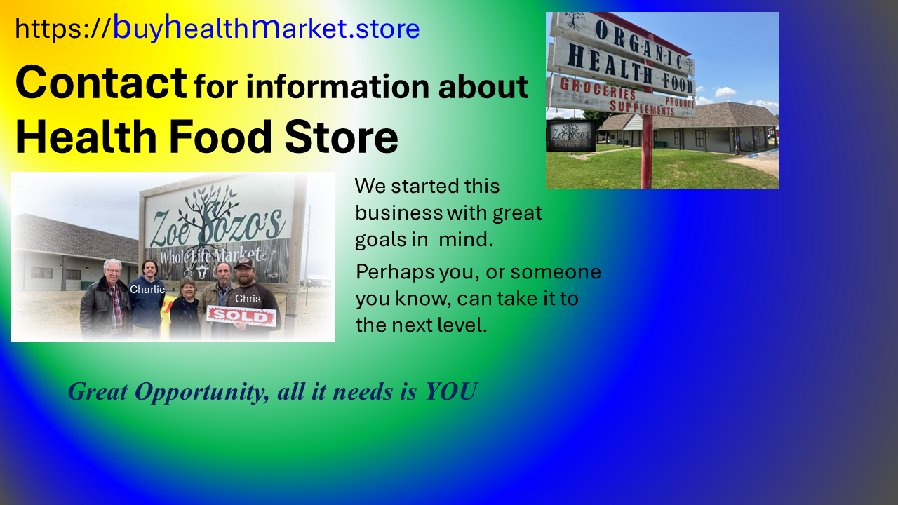 Buy or Lease Health Food Store, contact information